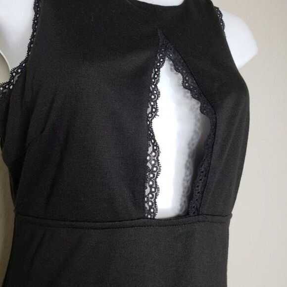 Socialite lace trim keyhole bodycon dress black size small - Picture 14 of 16